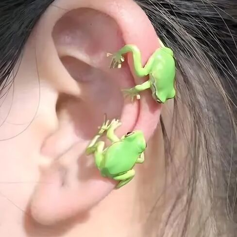 Frog Ear Cuff Earrings for Women Green Frog Earrings in Saudi Arabia