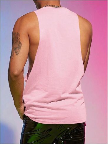 VIPWOLF Men's Sleeveless Muscle Tank Top Cut Open Crew Neck Party Club Music Festival T Shirts in Kuwait