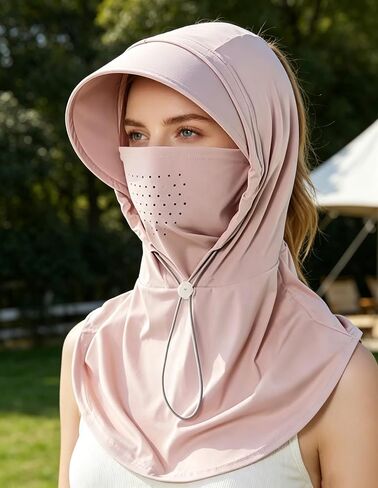 Women UPF 50+ Sun Hat Balaclava Ice Silk Breathable Full Face Cover with Neck Flap for Driving Cycling in Kuwait