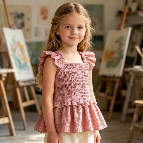Magic Park 3-15Y Girls Peplum Tank Top Kids Square Neck Blouse Summer Casual Shirt for Girls in Saudi Arabia