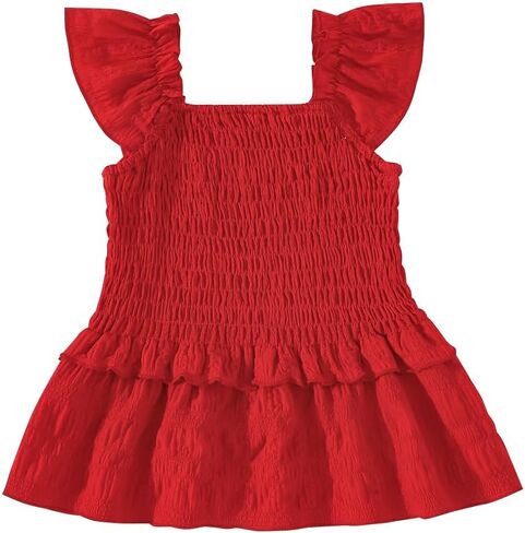 Magic Park 3-15Y Girls Peplum Tank Top Kids Square Neck Blouse Summer Casual Shirt for Girls in Kuwait