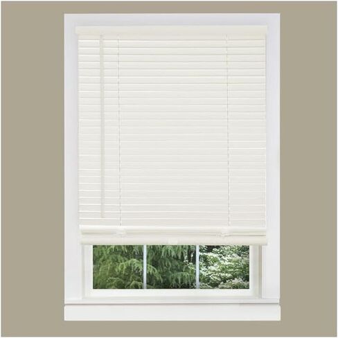HomeStock Artistic Accomplishment 1" Light Filtering Mini Blind 23x64, Pearl White, Modern Cordless Design, Tilt Wand, Heavyweight PVC in Kuwait