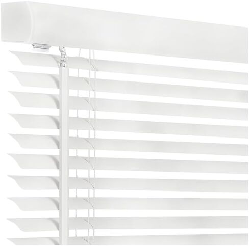 HomeStock Artistic Accomplishment 1" Light Filtering Mini Blind 23x64, Pearl White, Modern Cordless Design, Tilt Wand, Heavyweight PVC in Kuwait