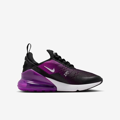 Nike Air Max 270 Big Kids' Shoes (Black/Vivid Purple/White) Size 5.5 in Kuwait