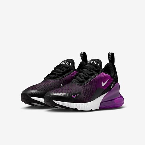 Nike Air Max 270 Big Kids' Shoes (Black/Vivid Purple/White) Size 5.5 in Kuwait