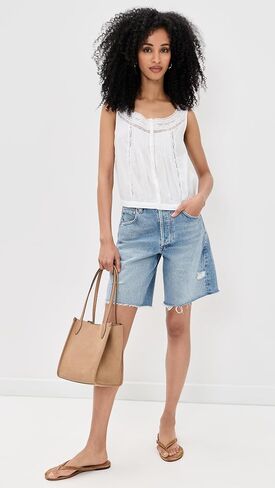 Madewell Women's Lace-Insert Pintuck Sleeveless Top in Saudi Arabia