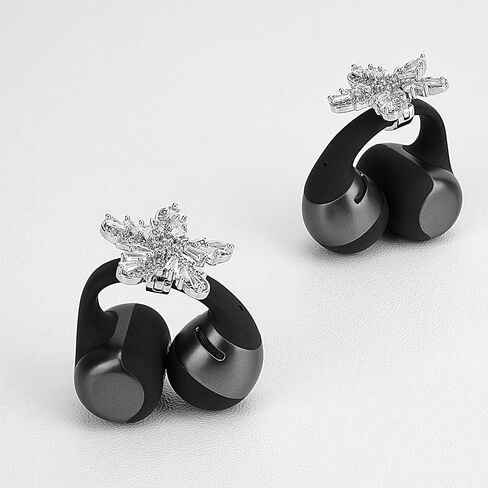 GEEKRIA Snowflake Crystal Charm, Clip-On Earbuds Jewelry Accessories Compatible with Sony LinkBuds Clip, SHOKZ OpenDots ONE, Huawei FreeClip 2, TOZO OpenEarRing (Silver) in Kuwait