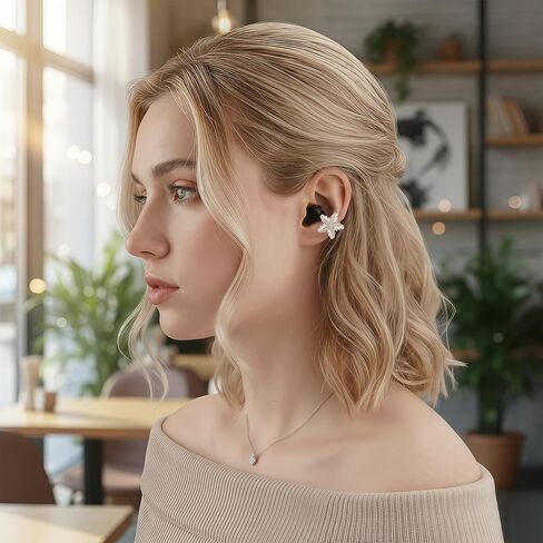 GEEKRIA Snowflake Crystal Charm, Clip-On Earbuds Jewelry Accessories Compatible with Sony LinkBuds Clip, SHOKZ OpenDots ONE, Huawei FreeClip 2, TOZO OpenEarRing (Silver) in Kuwait