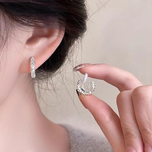 Cubic Zirconia Clip on Earrings, Women Hypoallergenic Comfortable Non Pierced Stud Earrings Earring Set For Wedding And Dance Competitions in Kuwait