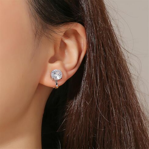 Cubic Zirconia Clip on Earrings, Women Hypoallergenic Comfortable Non Pierced Stud Earrings Earring Set For Wedding And Dance Competitions in Kuwait