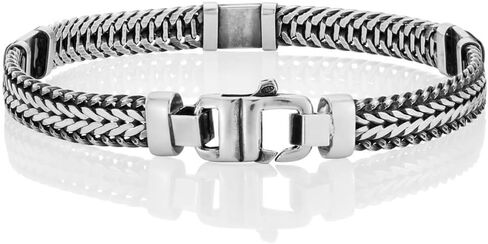 VY JEWELRY Milan At Night - سوار إيطالي من الفضة الإسترليني عيار 925 للرجال مع أونيكس - مقاسات من 7 إلى 10 بوصات in Kuwait