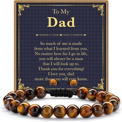 IEFLIFE Fathers Day Gift - Fathers Day Gift for Husband Dad Daddy Boyfriend Men, 8mm Beaded Tiger Eye Bracelet Gifts for Men Him, Inspiration Birthday Gifts for Him Bracelet Jewelry in Saudi Arabia