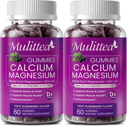 Plant Based Calcium Supplement with Vitamin D3,K2 Gummy for Bone Strength, Contains Whole Food Natural Minerals-Bone Health, Calm Mood & Sleep Support for Women & Men (2 Pack) in Saudi Arabia