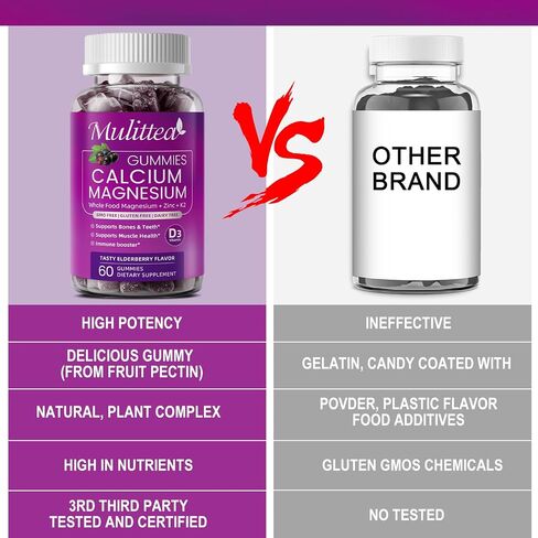 Plant Based Calcium Supplement with Vitamin D3,K2 Gummy for Bone Strength, Contains Whole Food Natural Minerals-Bone Health, Calm Mood & Sleep Support for Women & Men (2 Pack) in Saudi Arabia