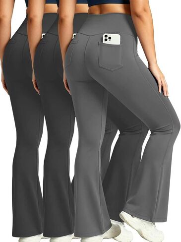 Womens Stretchy Pull On Work Dress Pants Business Casual Flare Leg Slacks with Pockets Plus Size Tall Office Trousers in Kuwait