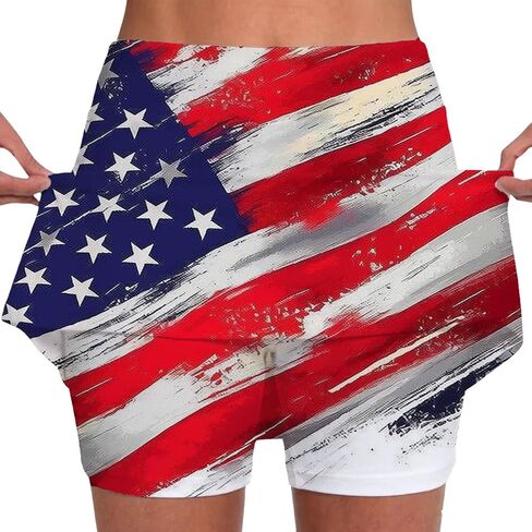 250 Anniversary USA Fourth of July Outfit Womens 4th Memorial Day Accessories Soft Skorts Golf Tennis Skirts with Pockets in Kuwait