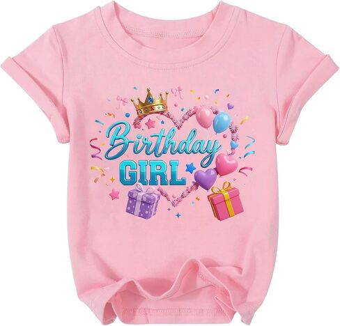 Birthday Girl Shirt Toddler Kid 4th 5th 6th 7th 8th 9th 10th 11th 12th Girls Birthday Tshirts Short Sleeve Tees in Kuwait
