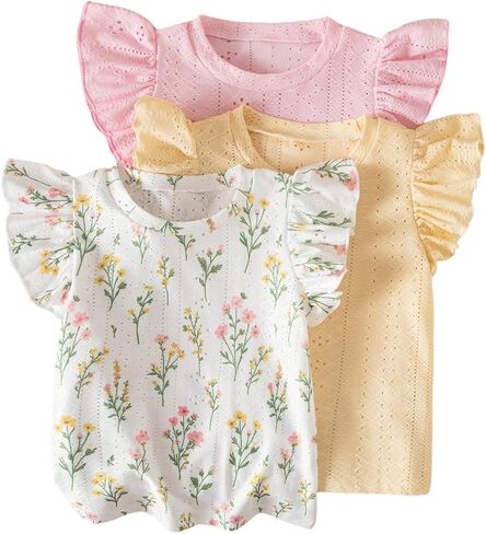 Verdusa Toddler Girl Clothes Floral Summer Cute Tops 4T 5T Girl Tshirt in Kuwait