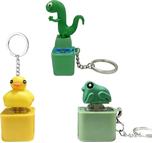 Hashibira 3PCS Lizard Keychain Toys, Frog & Duck Light-Up Button Clicker Set, Portable Anxiety Relief Keychain with Colorful Lights & Sounds for Adults in Kuwait
