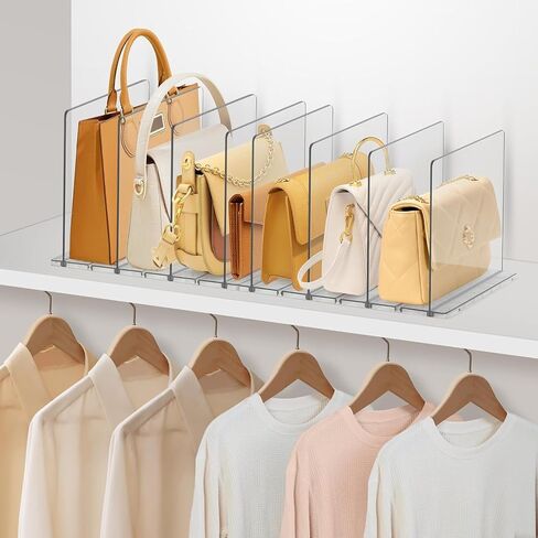 DoubleCare Adjustable Purse Organizer for Closet, Clear Handbag Organizers for Closets, Purse Bag Dividers for Closet, Purse Holder, Bookshelf for Bedroom, Office,8LAYER… in Kuwait