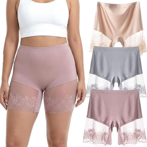 Womens Slip Shorts for Under Dresses Anti Chafing Thigh Saver Lace Thigh Bands Plus Size Boyshorts in Saudi Arabia
