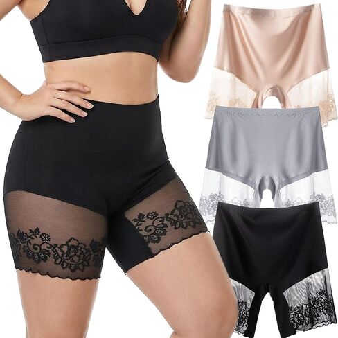 Womens Slip Shorts for Under Dresses Anti Chafing Thigh Saver Lace Thigh Bands Plus Size Boyshorts in Saudi Arabia