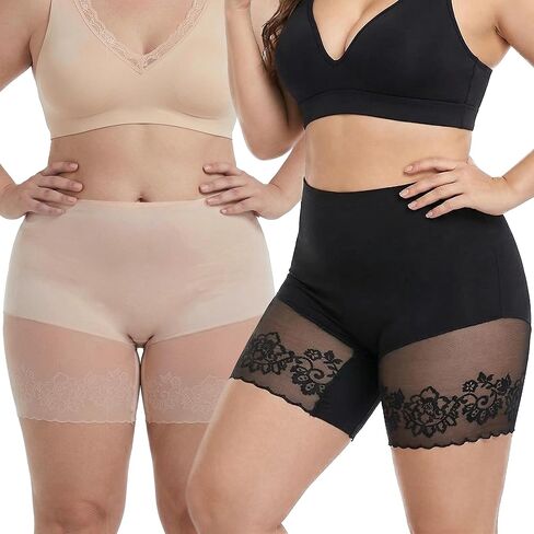 Womens Slip Shorts for Under Dresses Anti Chafing Thigh Saver Lace Thigh Bands Plus Size Boyshorts in Saudi Arabia