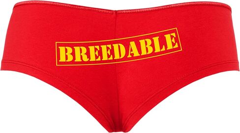 Knaughty Knickers Breedable - Stamp Look Logo - Breed Me Red Boyshort Panties With Adult Design in Kuwait