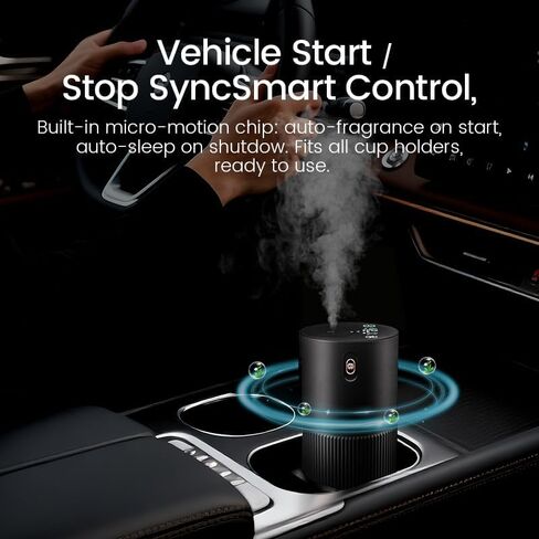 Waterless Diffuser for Essential Oil, Smart Car Air Freshener Diffuser, Scent Diffuser with Timer & 4 Mist Levels for Home, Room, Car, Office - Black in Saudi Arabia