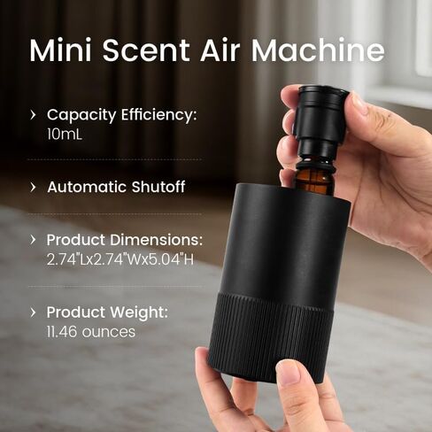 Waterless Diffuser for Essential Oil, Smart Car Air Freshener Diffuser, Scent Diffuser with Timer & 4 Mist Levels for Home, Room, Car, Office - Black in Saudi Arabia