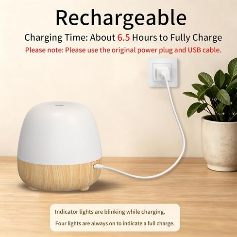 SPLITSKY Cordless Essential Oil Diffuser 150ML, Portable Rechargeable Aromatherapy Diffuser, Quiet Operation and Auto-Off, 7-Color LED Light, 3 Timer Settings, for Home, Bedroom, Travel in Saudi Arabia