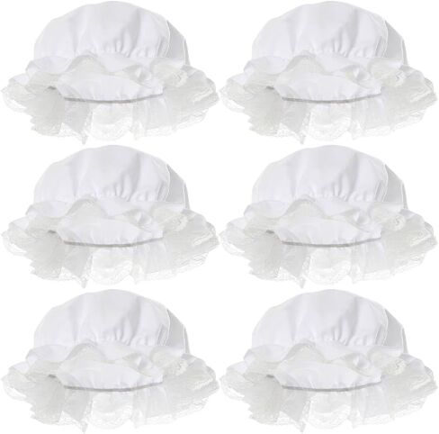 BAOZOON White Mob Cap Colonial Bonnet Hat Grandma Night Hat with Lace Frilly Cosplay Accessories for Revolutionary Handmaids in Kuwait