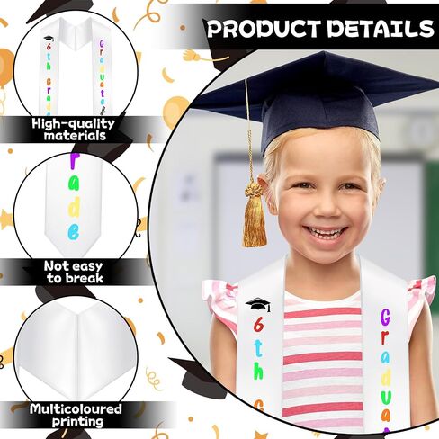 6th Grade Graduation Stole Class of 2026 Sixth Grad Decorations Supplies Middle School Elementary Graduation Sash Decor for Students Supplies in Kuwait