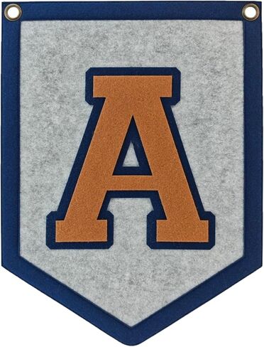 Initial Banner for Nursery Wall Decor, Felt Letter Pennant Flag for Kids Room or Baby Nursery, Personalized Alphabet Wall Hanging with Grommets, Varsity Style Initial Decor (A-Z Letters, 9.6 x 12.8 in) (Letter S) in Kuwait