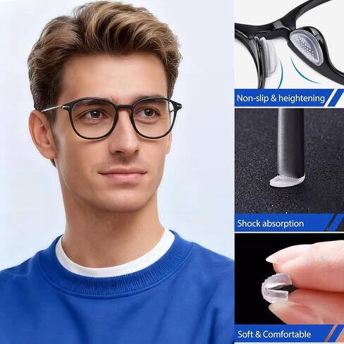 5 Pairs Air Cushion Nose Pads for Glasses, D-Shape Massage Nose Grips with Adhesive - Soft Silicone Non-Slip Bumps, Relieve Nose Bridge Pressure & Pain, Includes 2 Pairs Ear Hooks(NP-01) in Saudi Arabia