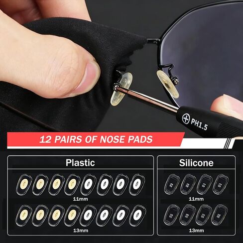 Magnetic Eyeglass Repair Kit - Professional Glasses Repair Tool Set with Assorted Screws, Nose Pads, Precision Screwdrivers, Tweezers & Magnifying Glass for Eyeglasses, Sunglasses, Spectacles, Watches in Saudi Arabia