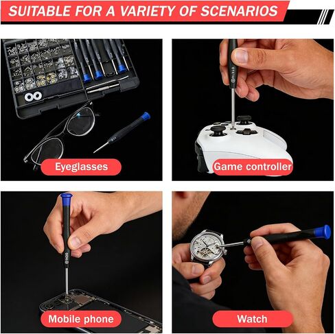 Magnetic Eyeglass Repair Kit - Professional Glasses Repair Tool Set with Assorted Screws, Nose Pads, Precision Screwdrivers, Tweezers & Magnifying Glass for Eyeglasses, Sunglasses, Spectacles, Watches in Saudi Arabia