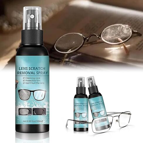 2Pcs-Lens Scratch Remover, Scratch Remover for Eyeglasses, Eyeglass Scratch Remover, Lens Scratch Remover for Eye Glasses, Pocket & Travel Essentials, Eye Glass Cleaners Spray(100ml) in Saudi Arabia