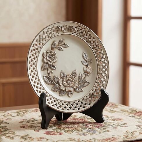 7 Inch Wooden Display Stand, Black Folding Photo Holder Stand, Decorative Plate Easel for Pictures, Artwork, Certificates, Table Decor, Wedding, Home, Birthday Party Desktop Ornaments (Black) in Kuwait