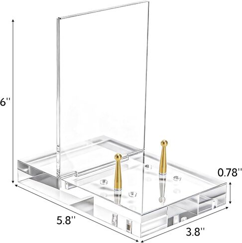 Acrylic Easel Display Stand, Heavy-duty Picture Frame Holder with Adjustable Gold Pegs, Clear Decorative Plate Rack Menu Holder for Book, Art, Restaurant, Photo in Kuwait