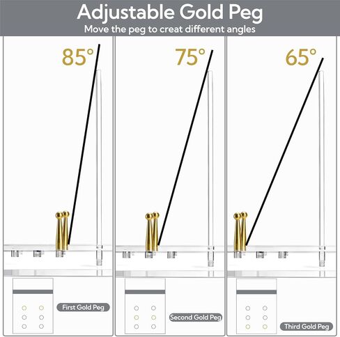 Acrylic Easel Display Stand, Heavy-duty Picture Frame Holder with Adjustable Gold Pegs, Clear Decorative Plate Rack Menu Holder for Book, Art, Restaurant, Photo in Kuwait