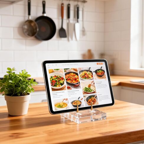 Acrylic Easel Display Stand, Heavy-duty Picture Frame Holder with Adjustable Gold Pegs, Clear Decorative Plate Rack Menu Holder for Book, Art, Restaurant, Photo in Kuwait