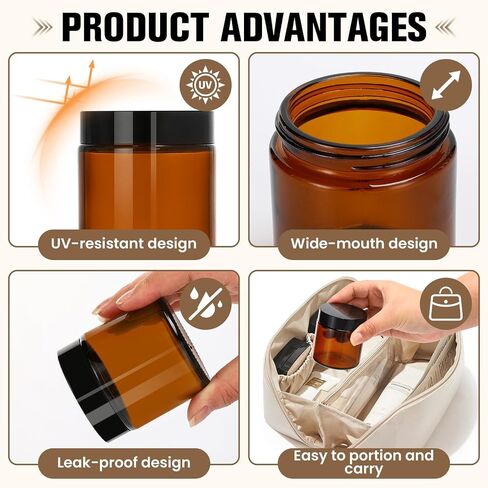 30 Pcs 2 oz Glass Jars with Lids, Amber Glass Jars with 40 Labels & 10 Spatulas, Inner Liners, LeakProof, UV-Protective,Round Glass Containers for Essential Oils, Spices, Candle Making,DIY in Saudi Arabia
