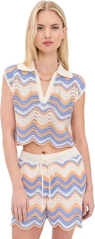 MINKPINK Women's Leone Crochet Cropped Polo Top in Saudi Arabia