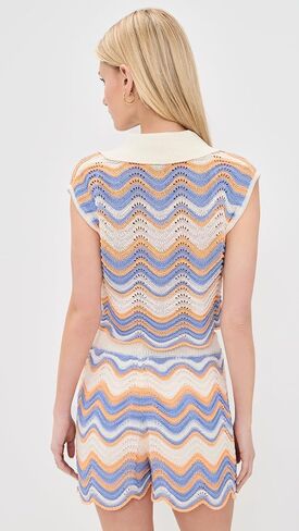 MINKPINK Women's Leone Crochet Cropped Polo Top in Saudi Arabia