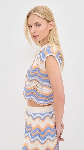 MINKPINK Women's Leone Crochet Cropped Polo Top in Saudi Arabia