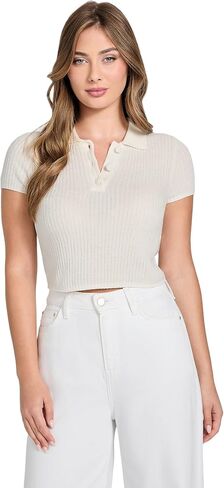 Guess Women's Short Sleeve Mona Rib Chenille Polo in Kuwait