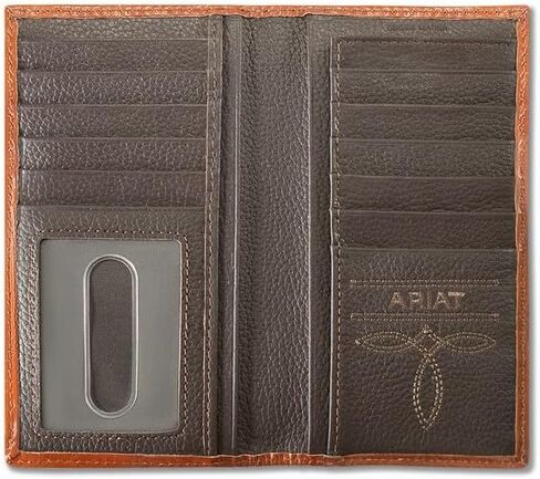 ARIAT Mens Rodeo Wallet Leather Calf Hair Logo Floral Brown in Kuwait