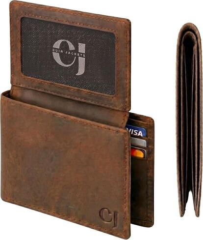 Top Grain Leather Wallet for Men | RFID Blocking Genuine Leather Wallets for Men | Secure and Durable Extra Capacity Bifold Wallet with 2 ID Windows and Upto 9 Card Slots (Black) in Saudi Arabia