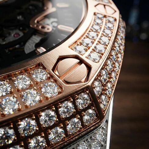 Vetra ICED Out Diamond Automatic Watch for Men Hip Hop Skeleton Big Face Self - Winding Luxury Gold Black Silver Stainless Wristwatch in Saudi Arabia